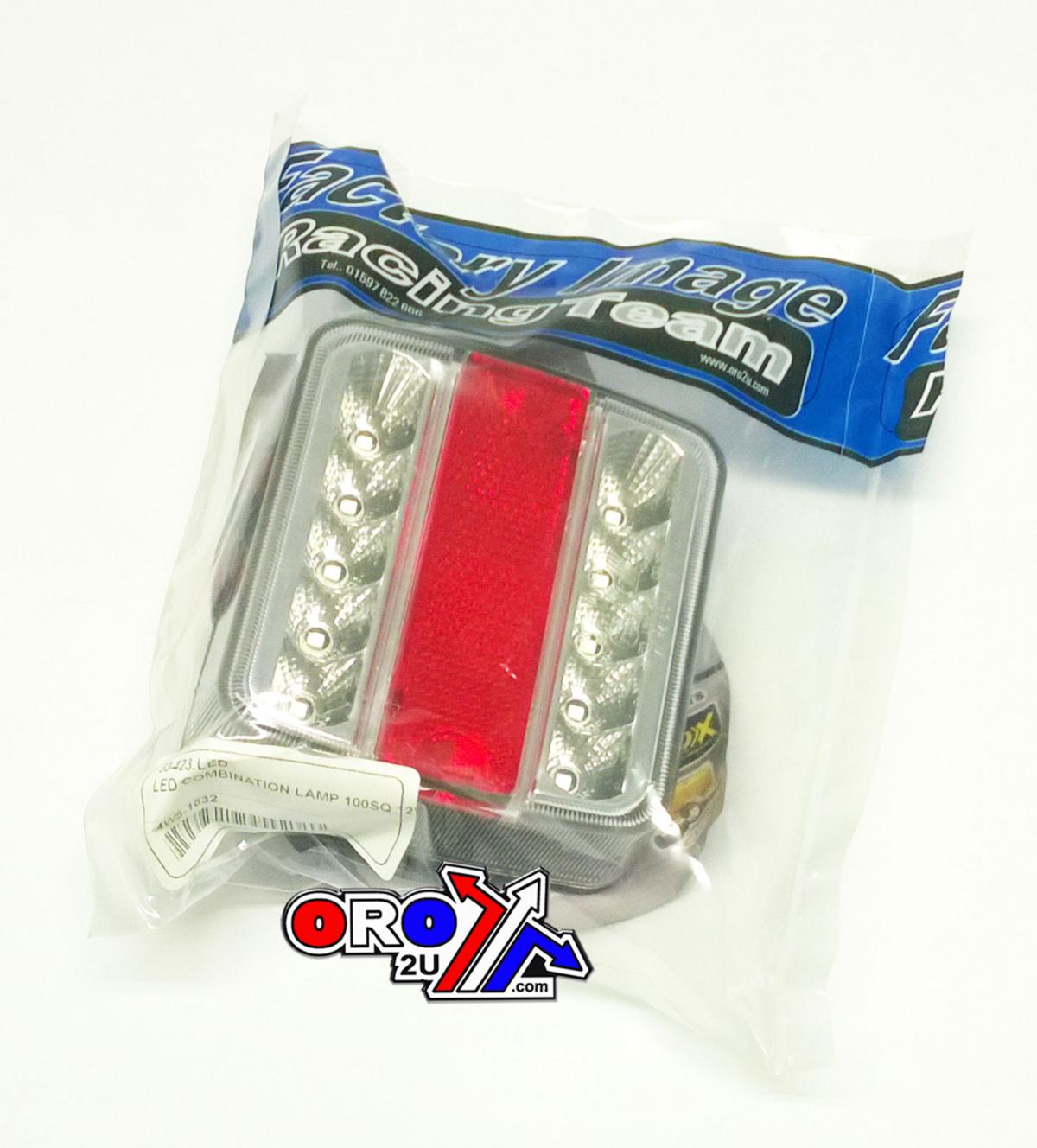 Dirt Racing Led Combination Lamp 100sq 12v, Each / Trialer Tailgate Rear Light, 15019