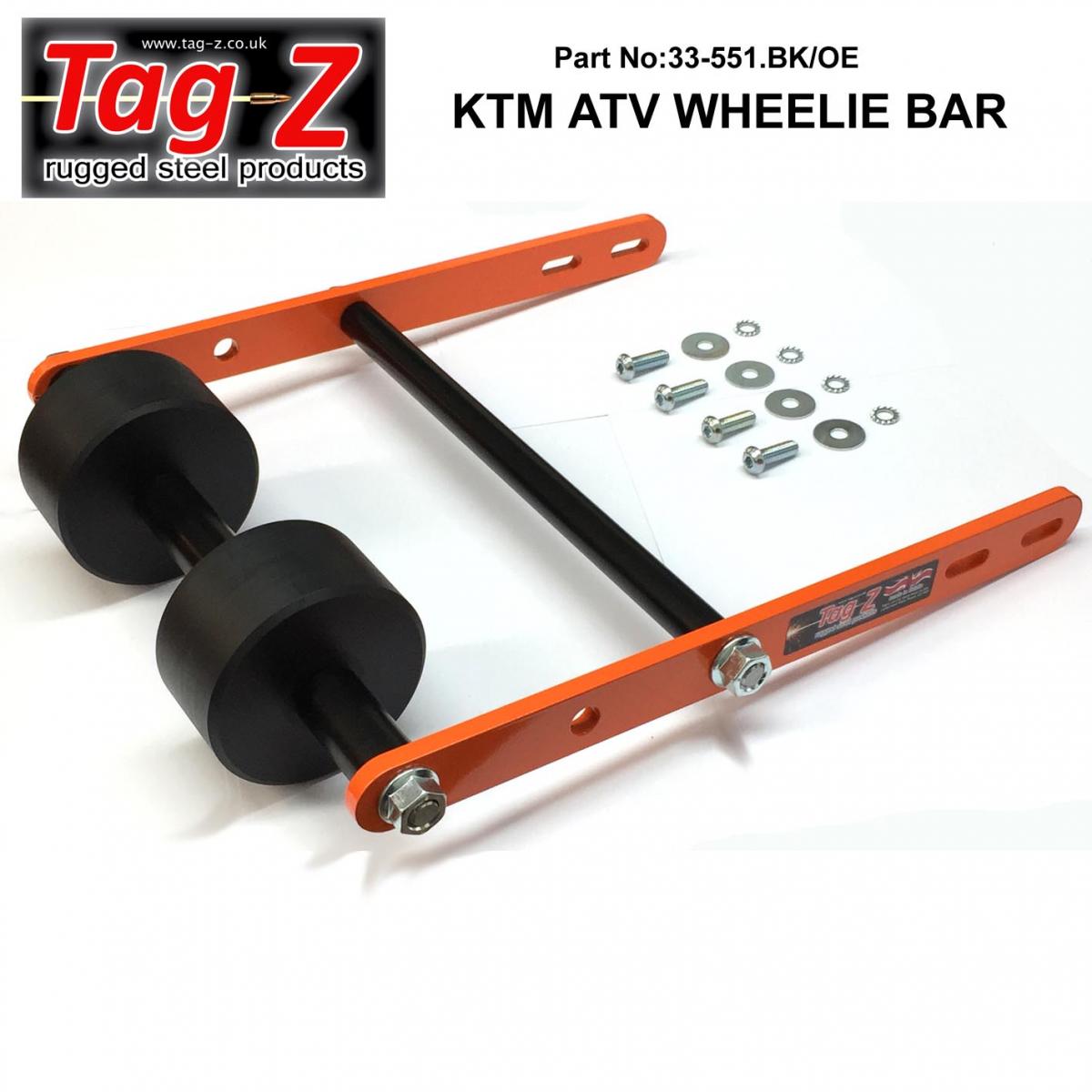 Tag-z KTM Wheelie Bar 2 Roller Tag-z, KTM SX XC 450 505 525 2008/12, ATV Quad Wheelie Saver / Catch