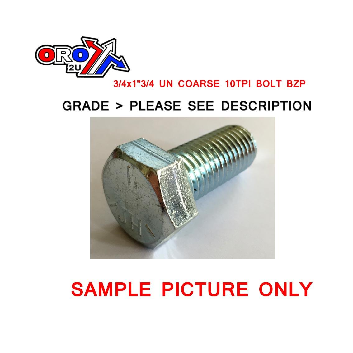 Tag-z 3/4x1''3/4 Unc 10tpi Bolt Bzp, Each