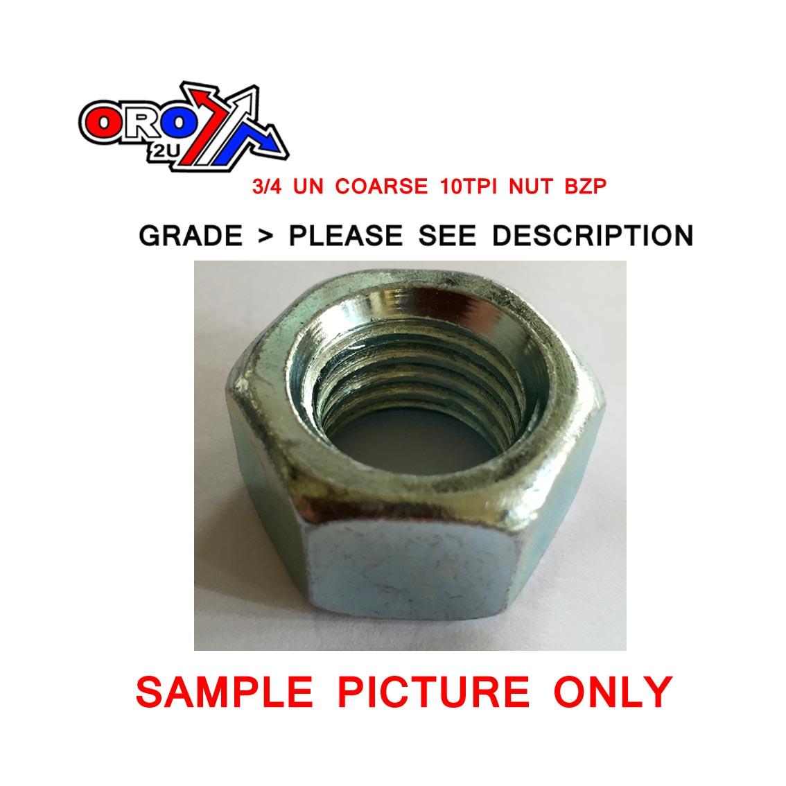 Tag-z 3/4 Unc 10tpi Plain Nut Bzp, Each