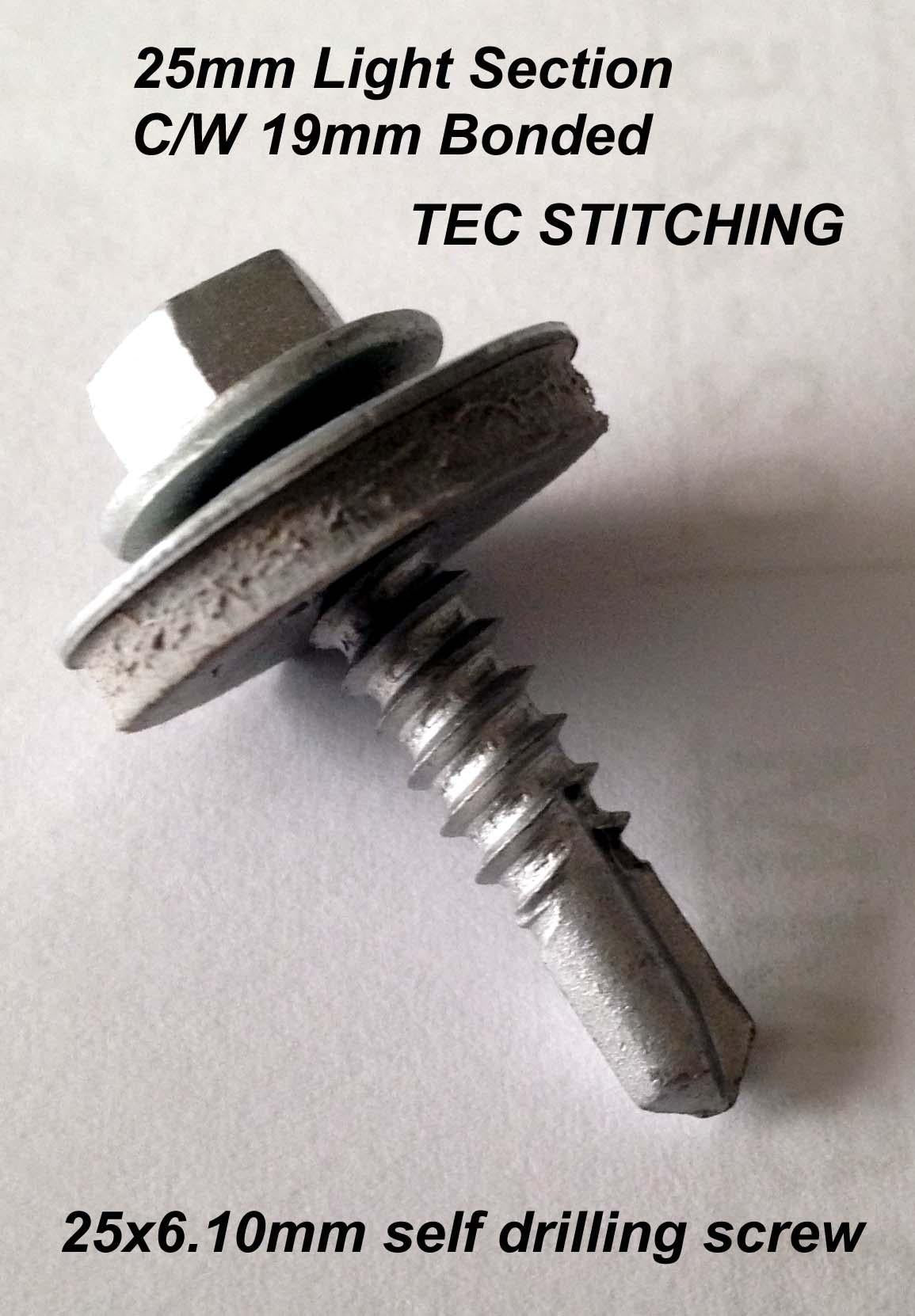 Tag-z 25x6.30mm Tek Stitching Each, Tek Screws for Light Section, Self Drilling Screws