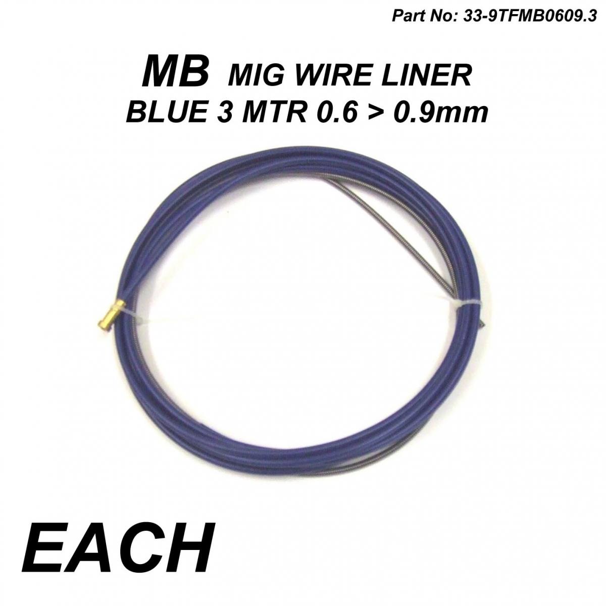 Tag-z Mb Mig Wire Liner 0.6 > 0.9mm, Blue 3 Meter Liner