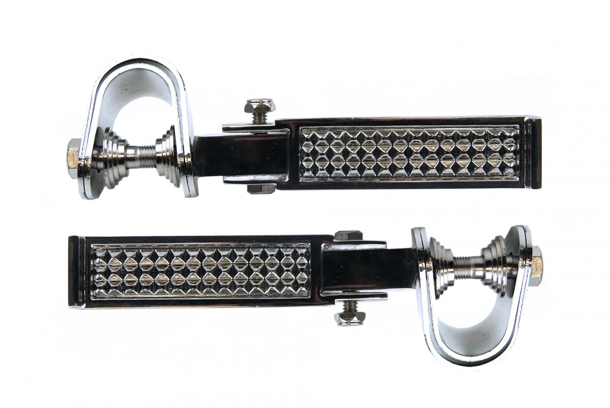 FIR Foot Rest Peg Set Universal Folding Steel All Chrome Finish