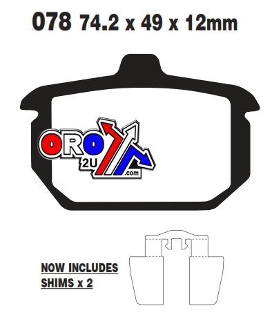 EBC Brake Pads Std Semi-metal, Ebc FA078, Harley Davidson