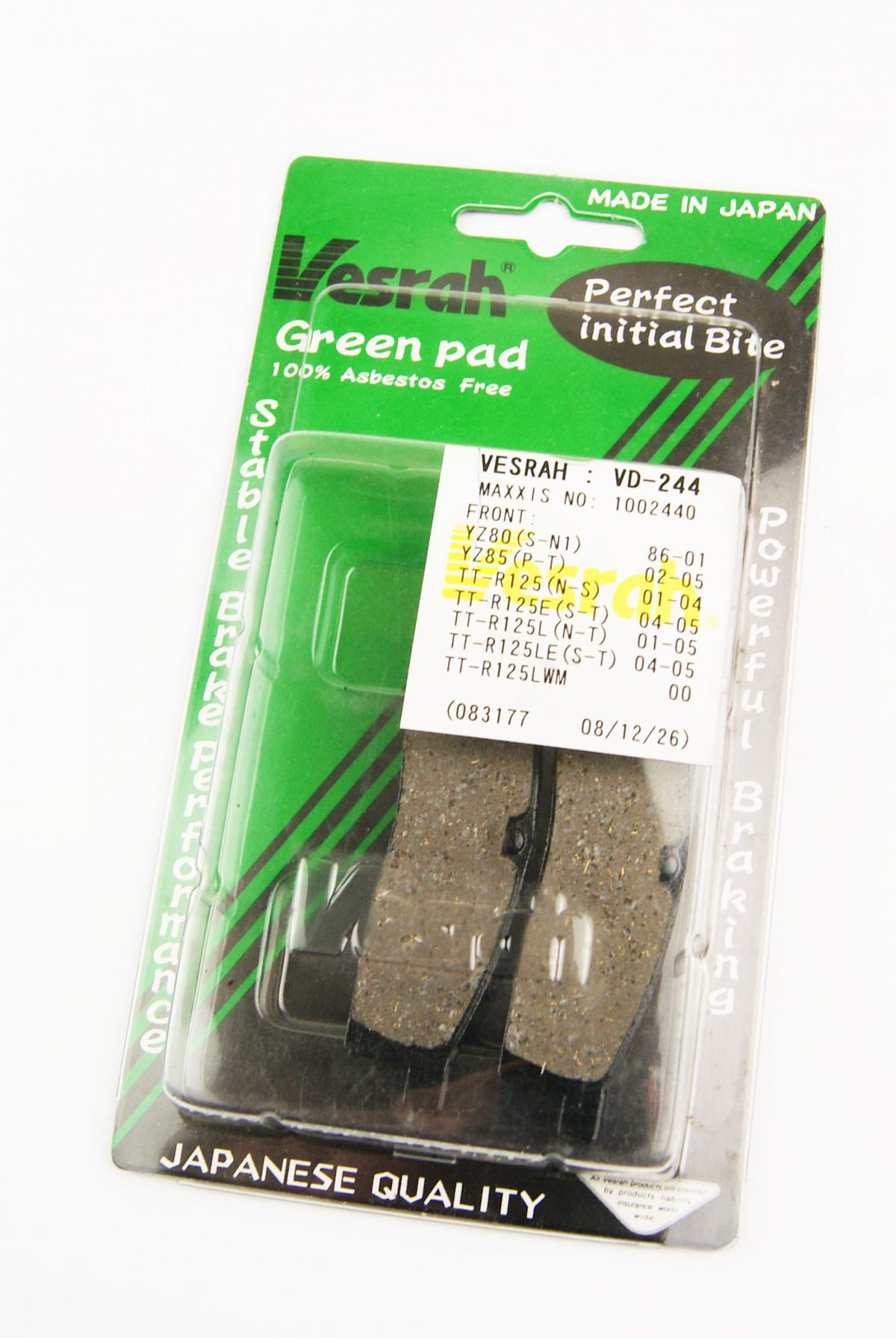 Vesrah Brake Pads Std VD244 Vesrah S1095