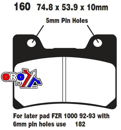 EBC Brake Pads Semi-metallic FA160, Ebc