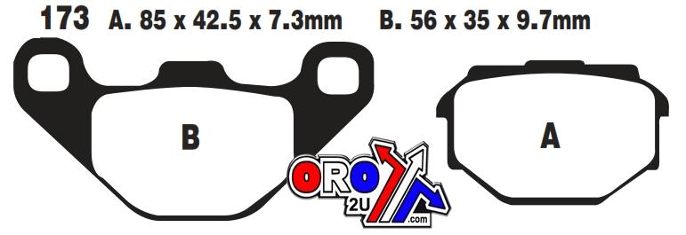 EBC Brake Pads Std Kevlar Organic, Ebc FA173 Semi-metal Black