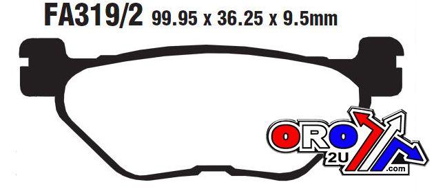 EBC Brake Pads FA319/2 Ebc, Ebc FA319/2, Thickness 9.5mm