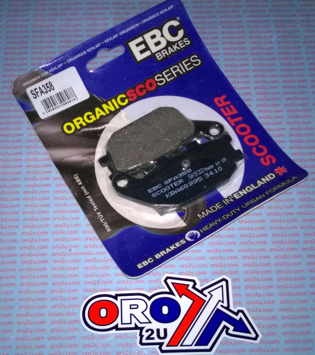 EBC Brake Pads Std Scooter Organic, Ebc SFA358, Kevlar Back