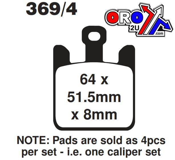 EBC Brake Pads Sintered Metal Hh, Ebc FA369/4hh Set/4 Pcs