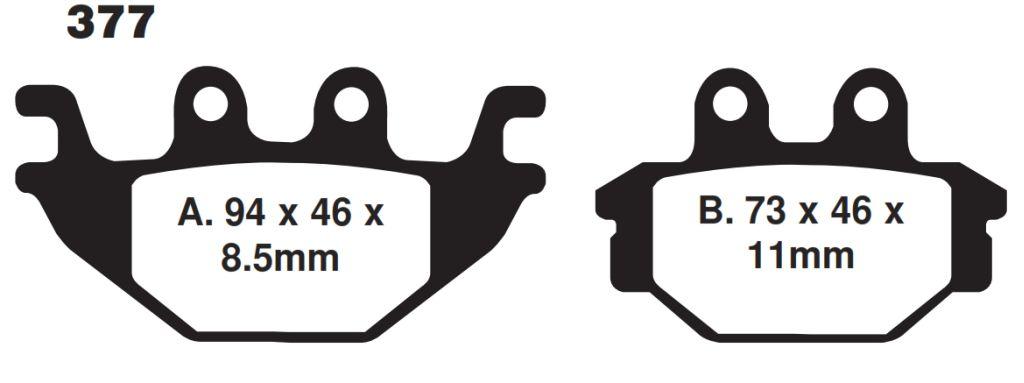 EBC Brake Pads Std Kevlar Organic, FA377 Ebc, Black Semi-metal
