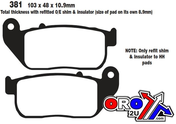 EBC Brake Pads Std Kevlar Organic, FA381 Ebc, Black Semi-metal