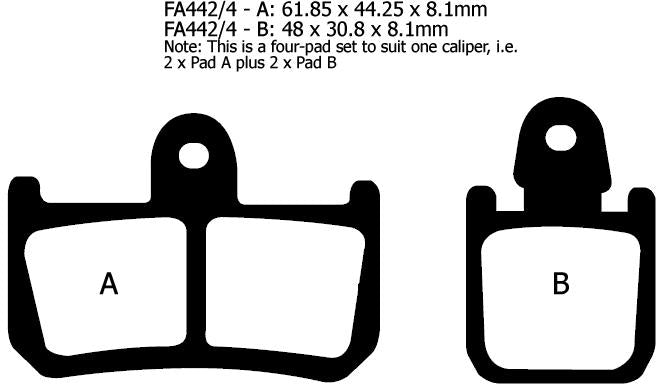 EBC Brake Pads Sintered Metal 4pcs, Ebc FA442/4hh (VD444)