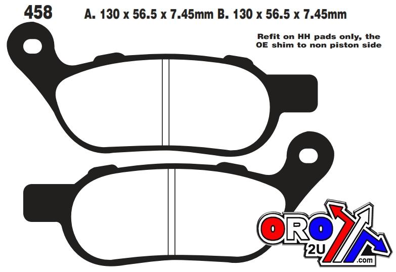 EBC Brake Pads Sintered Metal Hh, Ebc FA458HH Gold, Harley Davidson