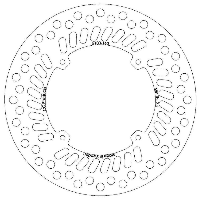 CC Products Disc Brake Front CR Xr Oem, Cross-center Product 5100-160 [made in Sweden]