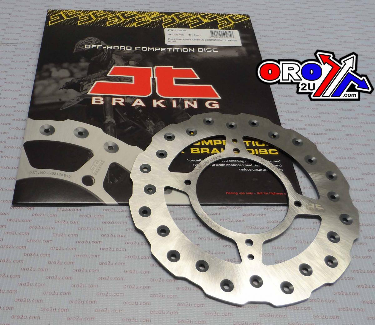 JT Disc Brake Front CR80 CR85 Jt, Jtd1010sc01 CRF150R 07-16, Self-cleaning Holes