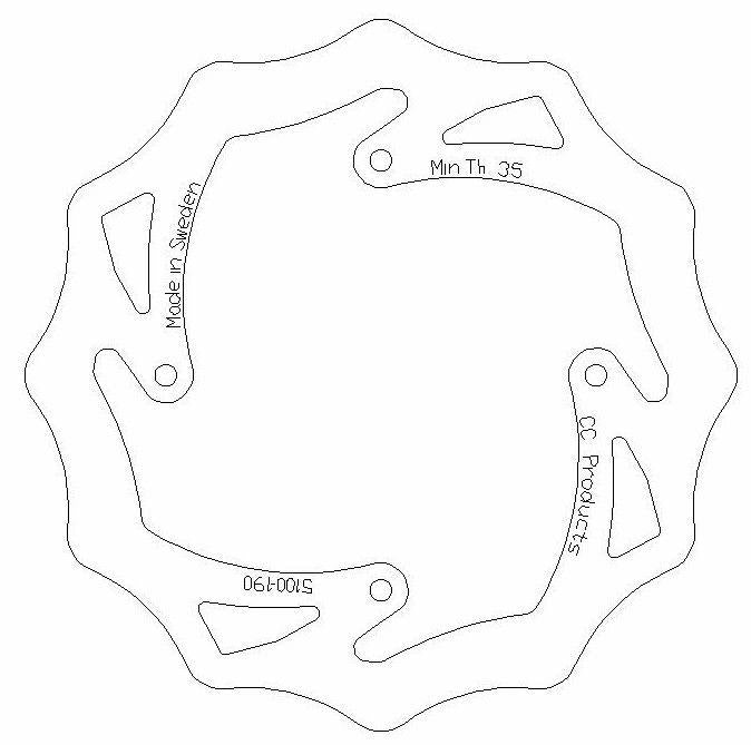 CC Products Disc Brake Rear KTM85 Wave, Cross-center 5100-190