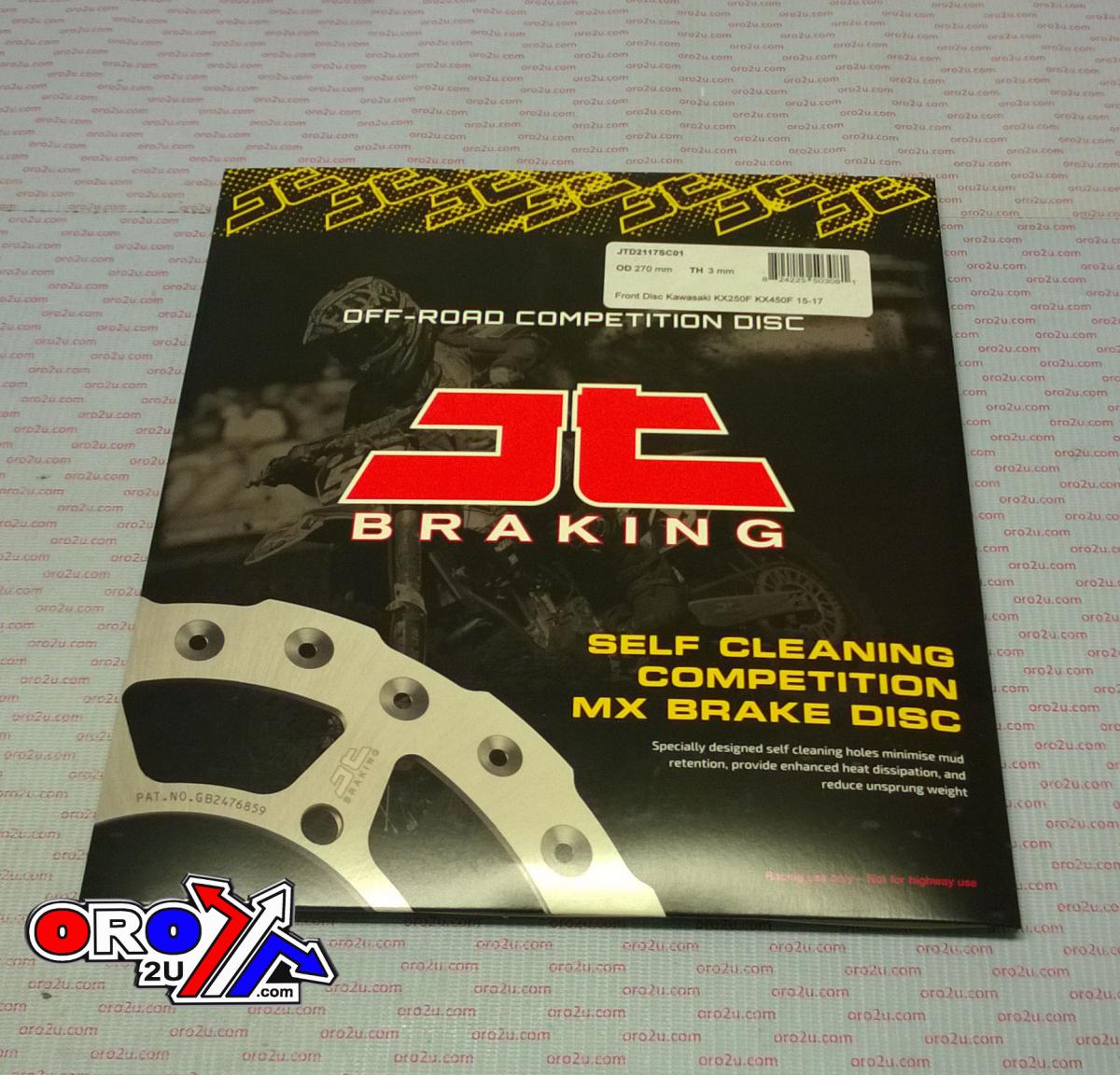 JT Disc Brake Front KXF 15-18 Jt, Jtd2117sc01 Kawasaki 41080-0616, Self-cleaning Holes