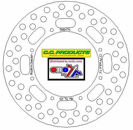 CC Products Disc Brake Front KX125-500 84-, Cross-center 5100-176 [made in Sweden]