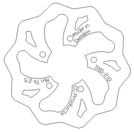 CC Products Disc Brake Rear KTM50SX Wave, Cross-center 5100-218
