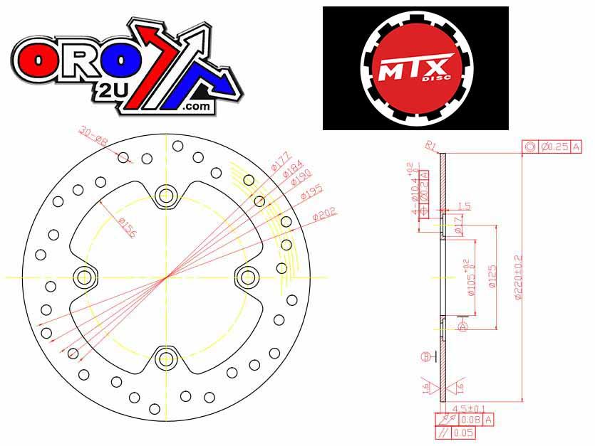 MTX Parts Disc Brake Rear Honda Xr Crm Xlr KFX400 Lt-z400 MDS012 Md6013d 18-0011 18-0052