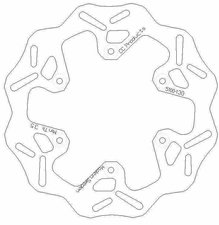 CC Products Disc Brake Rear YZ YZF Oem 07, Cross-center Product 5100-138