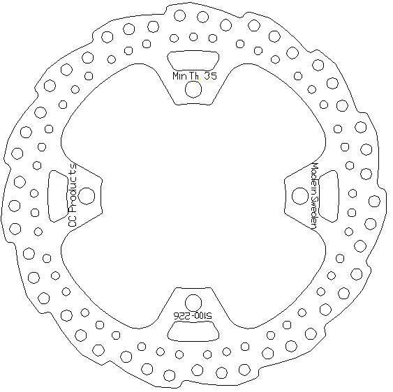 CC Products Disc Brake Rear KX KXF Cc, Cross-center 5100-226