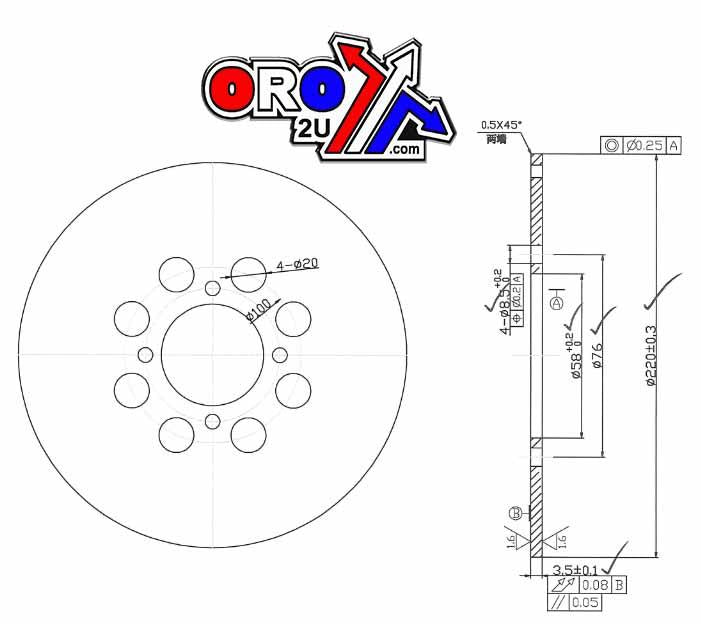 MTX Parts Disc Brake Rear Yamaha YFS200 Blaster MDS154 MDS235 Md6050d