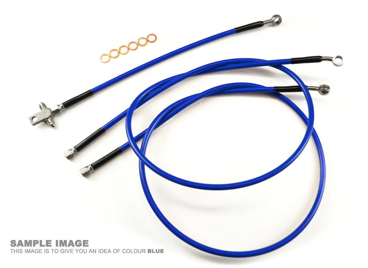 FIR HOSE FRONT BRAKE +2" BLUE YAMAHA YFZ450 2004-2009