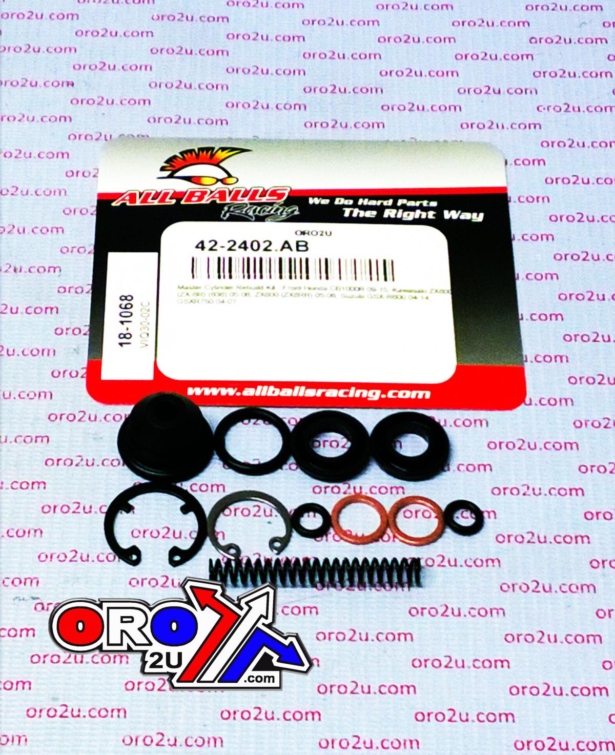 All Balls Racing Brake Master Cyl Rebuild Kit Allballs, Allballs 18-1068 Hon/kaw/suz 04-22 Road Front