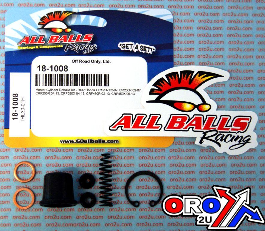 All Balls Racing Brake Master Cyl Rebuild Kit Allballs, Allballs 18-1008 Honda CRF125/250/450 02-22 Rear