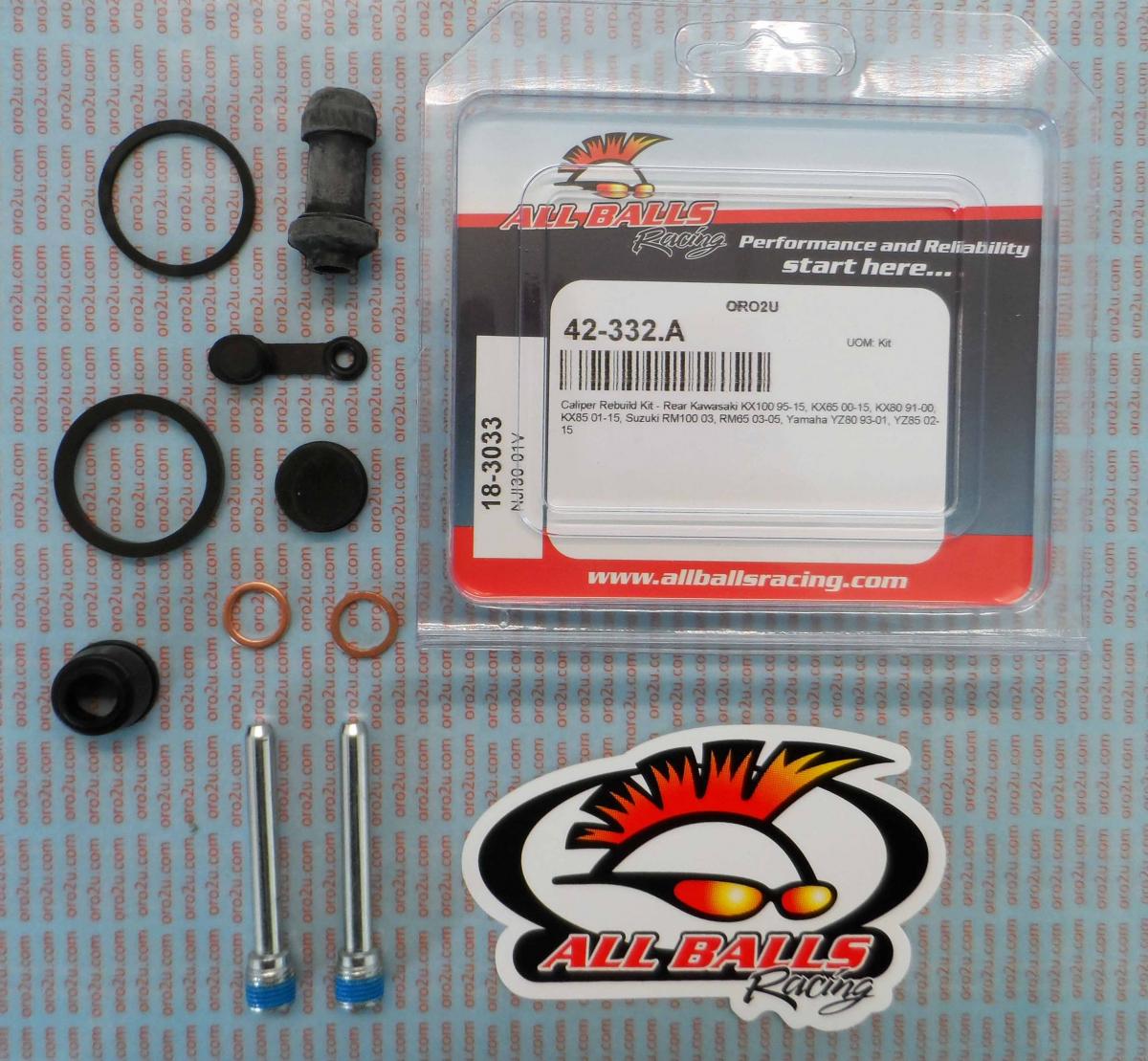 All Balls Racing Brake Caliper Rebuild Kit Allballs, Allballs 18-3033 Kaw/suz/yam 65-140 Rear