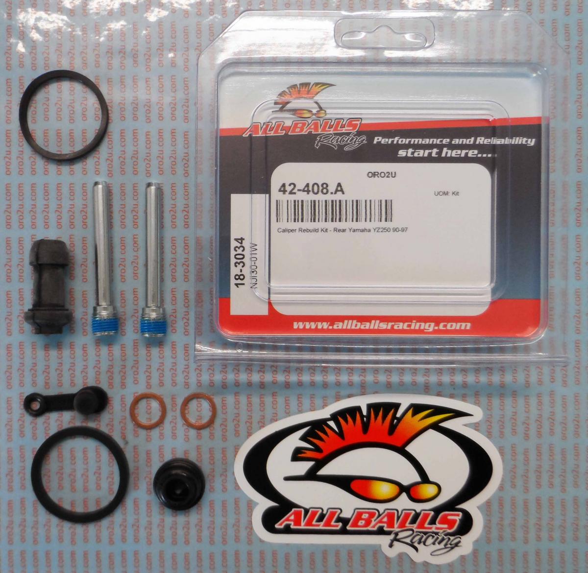 All Balls Racing Brake Caliper Rebuild Kit Allballs, Allballs 18-3034 Yam YZ250 90-97 Rear