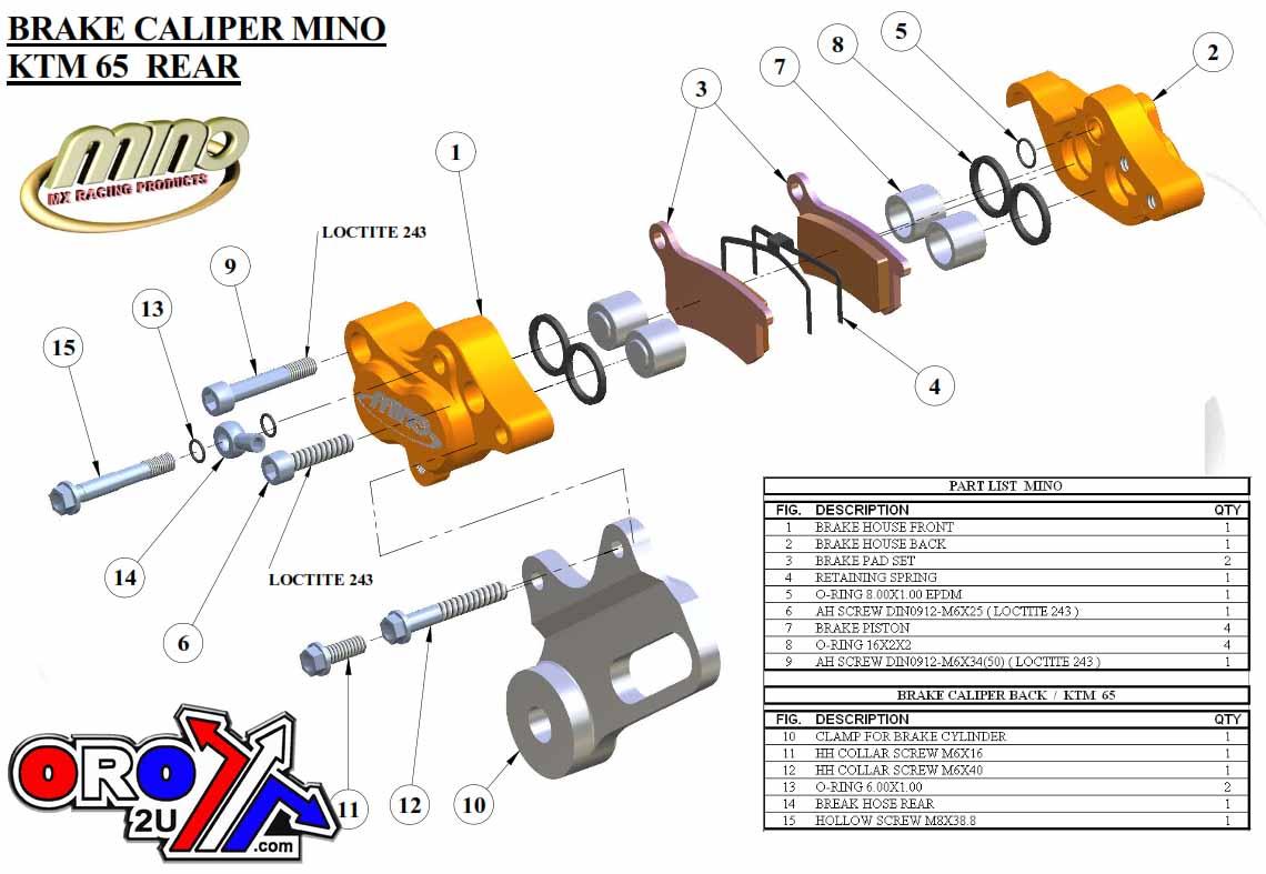 MINO Caliper 4-piston KTM50/65, Mino 30-3003