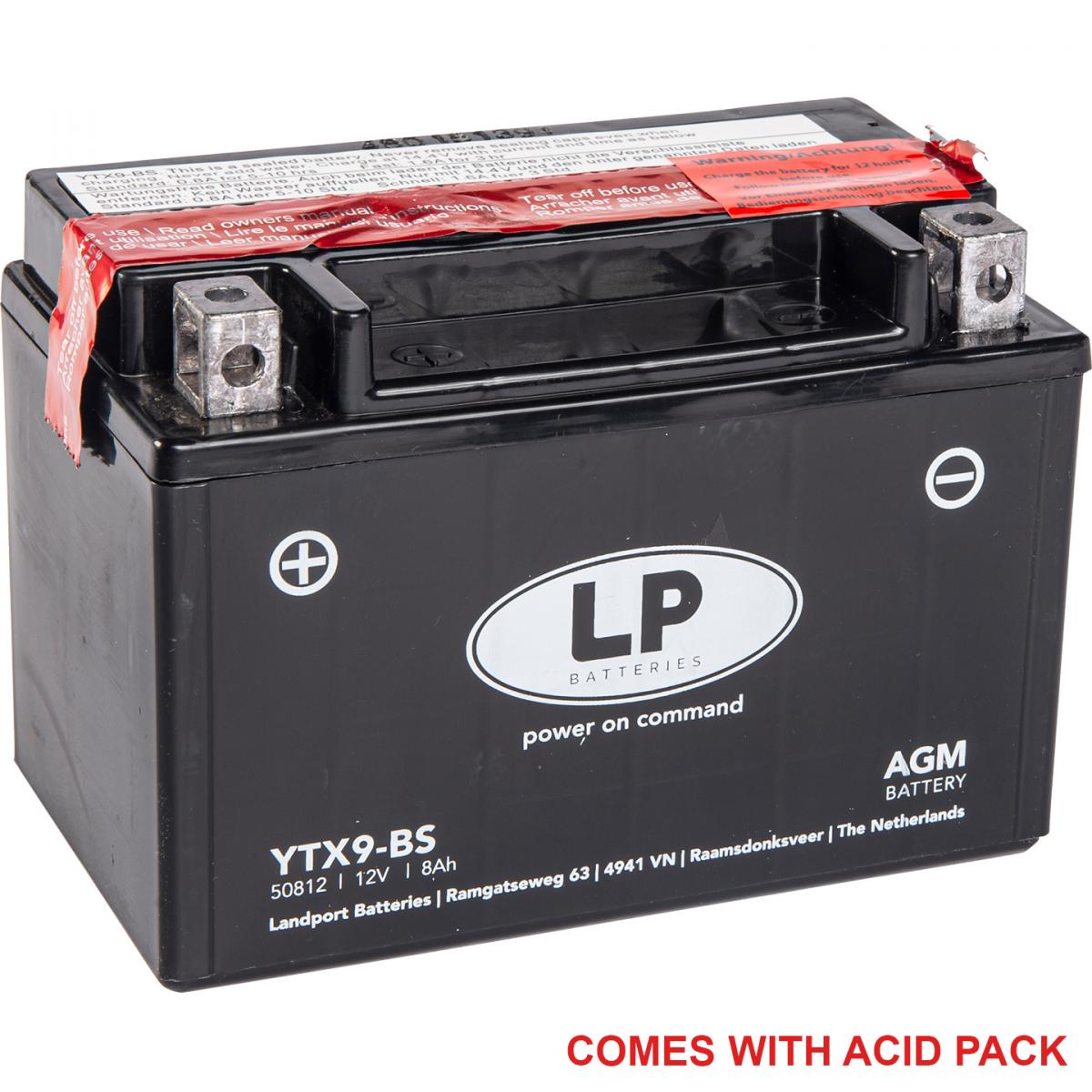 Landport Batteries Battery Ltx9-bs 12v Ma.free, Landport Maintenance Free, Agm Mb Ytx9-bs, Ma Ltx9-bs