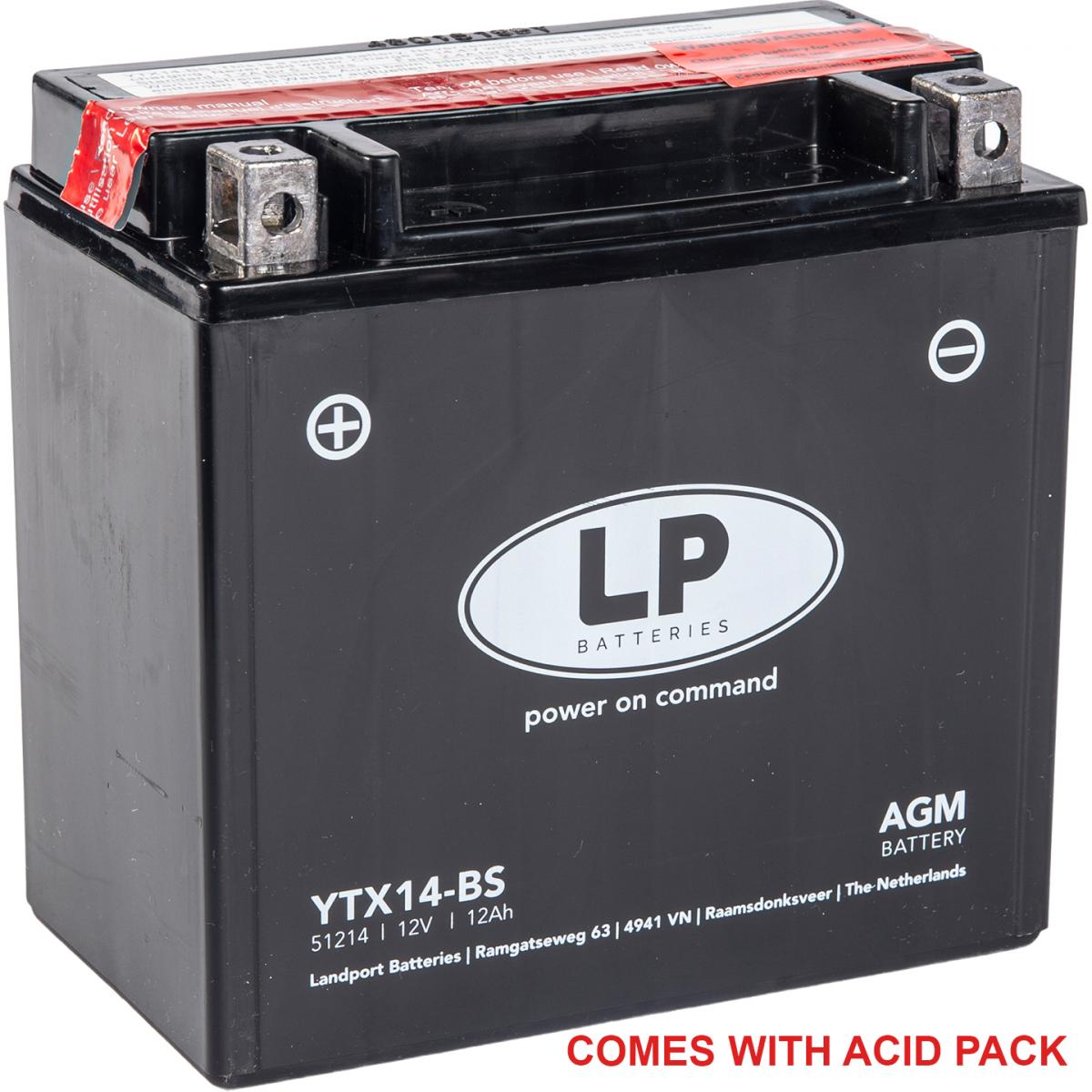 Landport Batteries Battery LTX14-bs 12v Ma.free, Landport 51214 Maintenance Fre, Amg, YTX14-bs