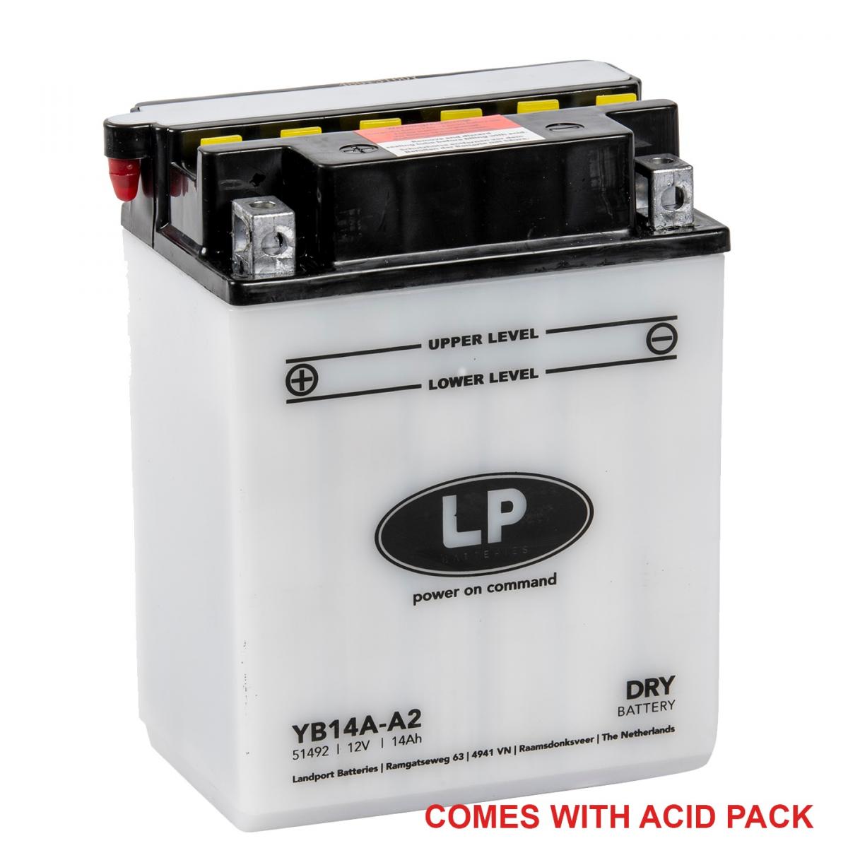 Landport Batteries Battery LB14A-A2 12V 14AH, Landport Dry With Acid Pack, Road, Mc Ma YB14A-A2, Md LB14A-A2