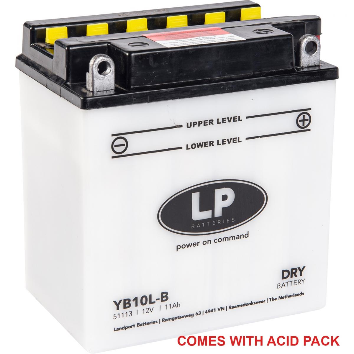 Landport Batteries Battery LB10L-B 12V 11HH, Landport With Acid Pack, Road, Mc Ma YB10L-B, Md LB10L-B
