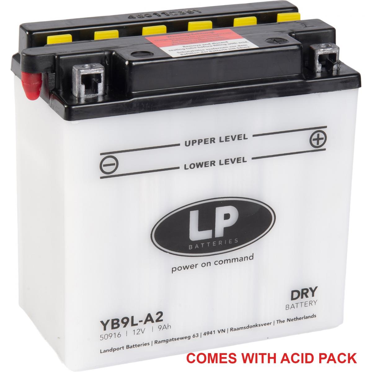 Landport Batteries Battery Lb9l-a2 12v 9ah. +acid, Landport 50916 + Acid Pack, Ma Yb9l-a2, Md Lb9l-a2