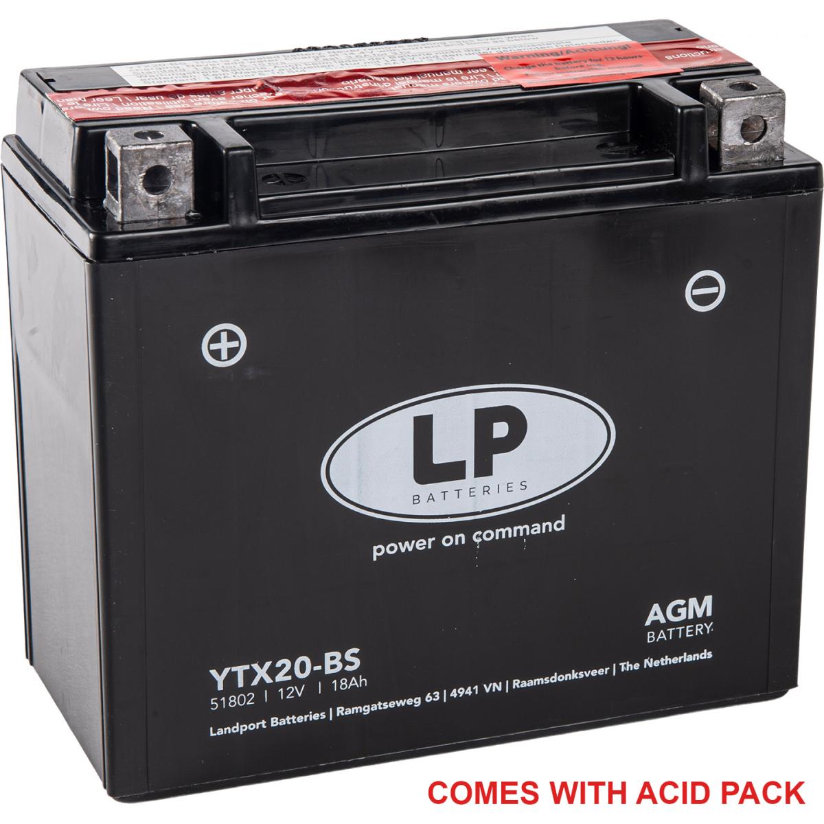 Landport Batteries Battery LTX20-bs 12v 18ah. Mf, Landport Maintenance Free, 81802 Mb YTX20-bs Agm