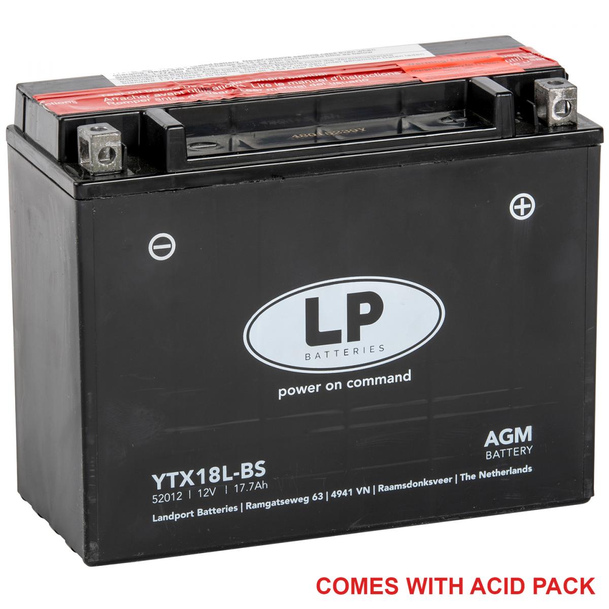 Landport Batteries Battery LTX18L-bs 12v 20ah., Landport Maintenance Free, Agm, YTX18L-bs
