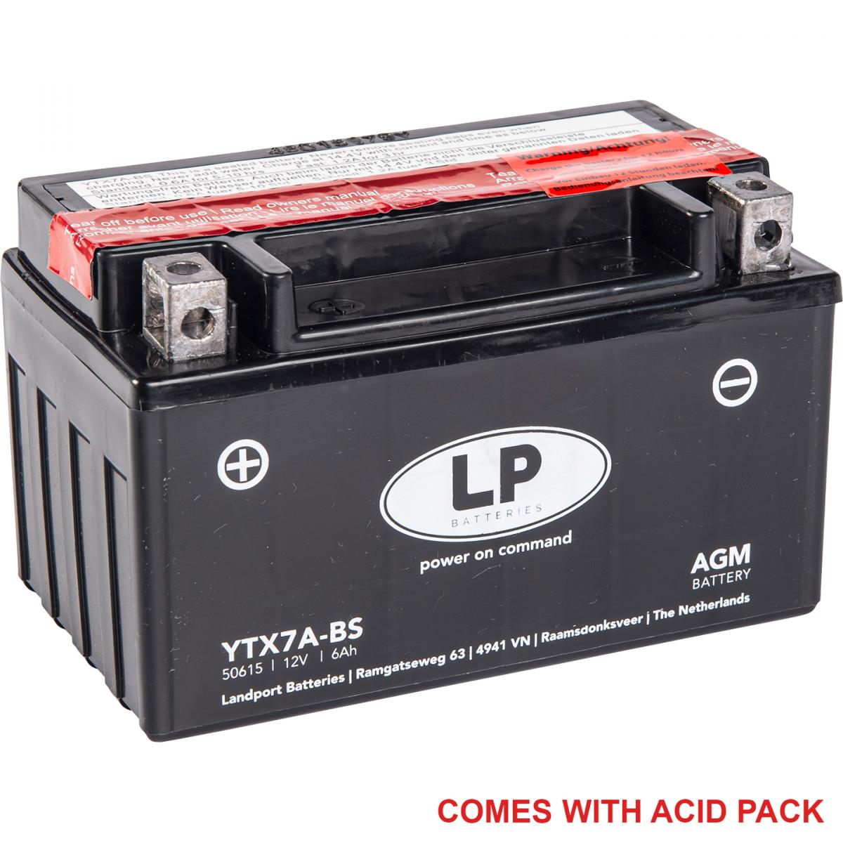 Landport Batteries Battery Ltx7a-bs Mainten Free, Landport 50615 Agm, Mb Ytx7a-bs, Ma Ltx7a-bs