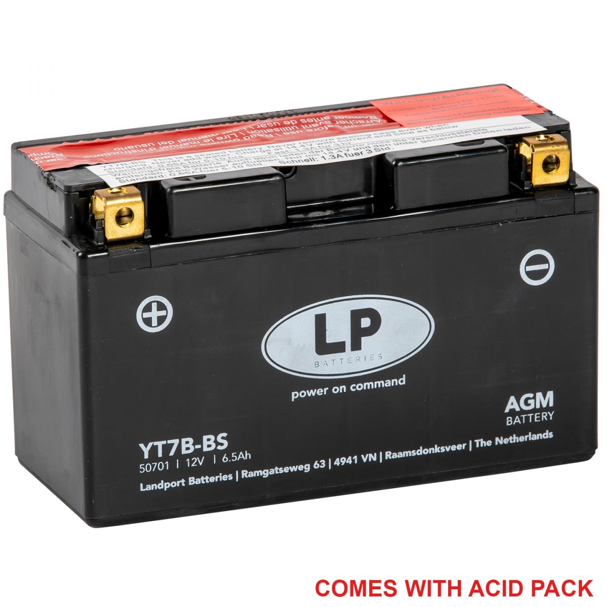 Landport Batteries Battery Lt7b-bs 12v 6.5ah., Landport Maintenance Free, (same As Yt7b-4) 50798 Agm, Ma Lt7b-bs