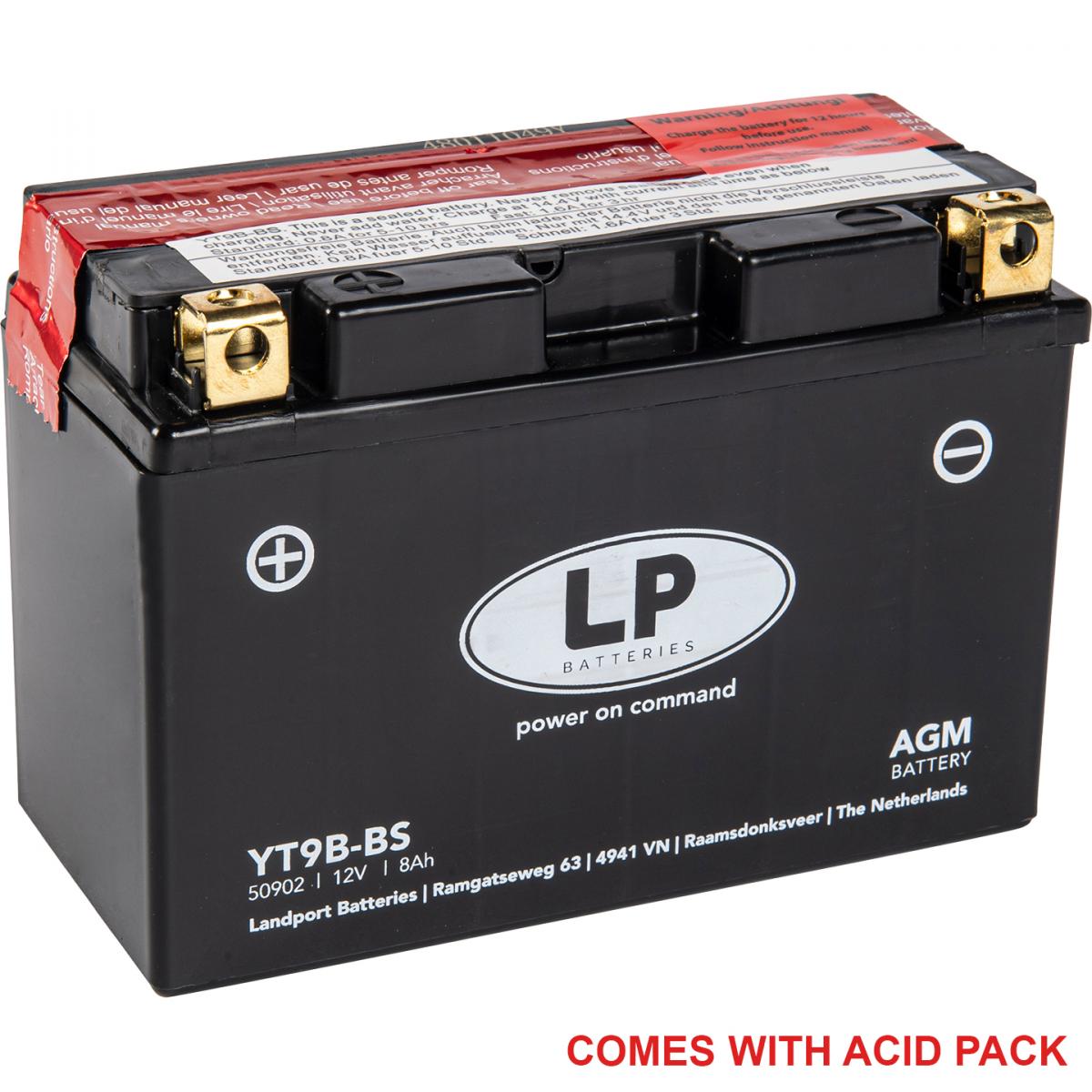 Landport Batteries Battery Yt9b-bs 12v 8ah M.free, Landport 50902 + Acid Pack, Agm Mb Yt9b-bs, Ma Lt9b-bs