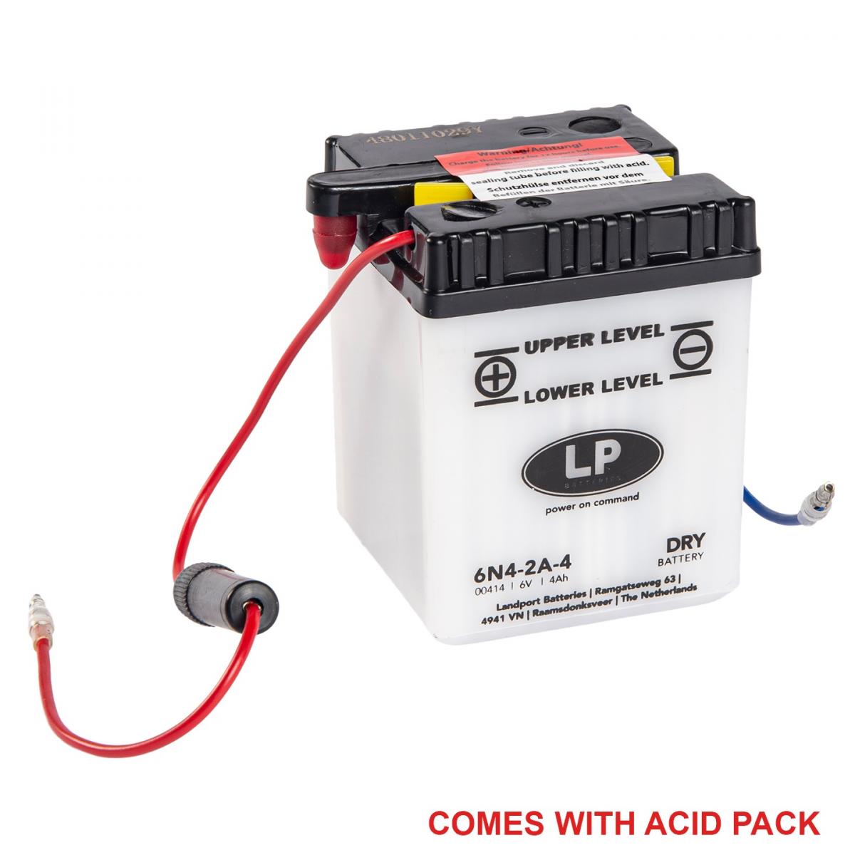 Landport Batteries Battery 6N4-2A-4 6V 4AH, Landport 00414 With Acid Pack, Road, Mc Ma 6N4-2A-4