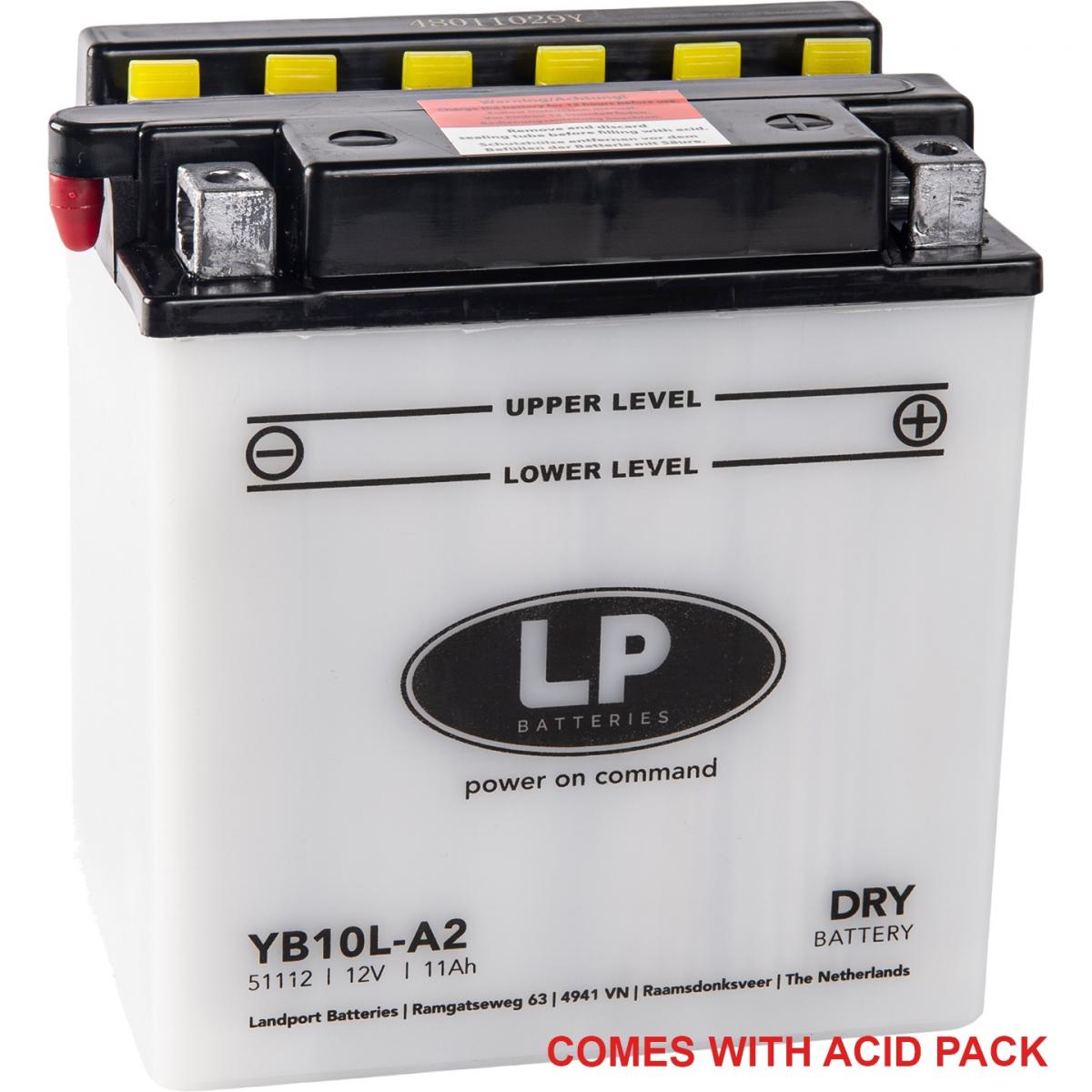 Landport Batteries Battery YB10L-A2 12V 11HH, Landport With Acid Pack, Road, Mc Ma YB10L-A2, Md LB10L-A2