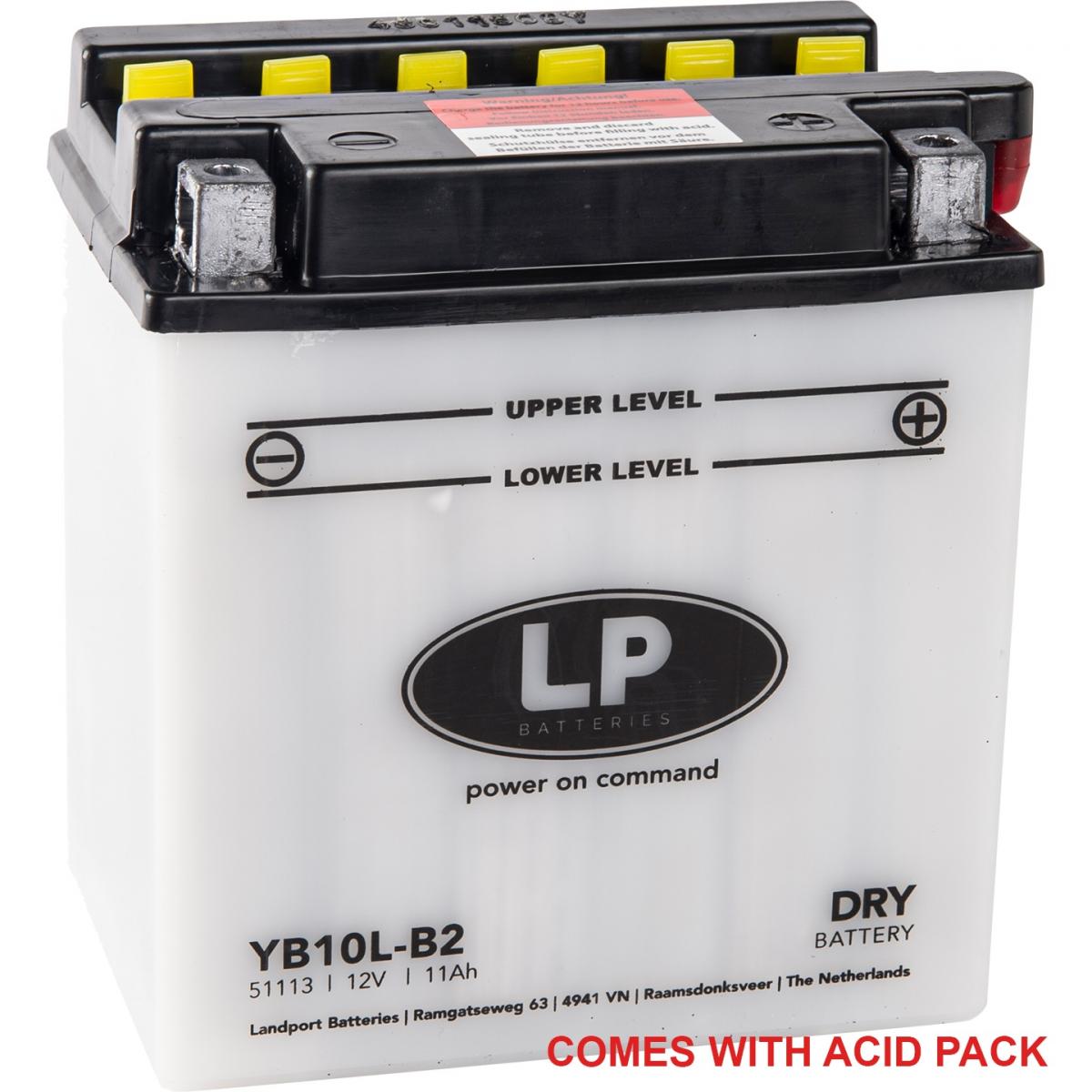 Landport Batteries Battery LB10L-B2 12V 11HH, Landport With Acid Pack, Road, Mc Ma YB10L-B2 51113