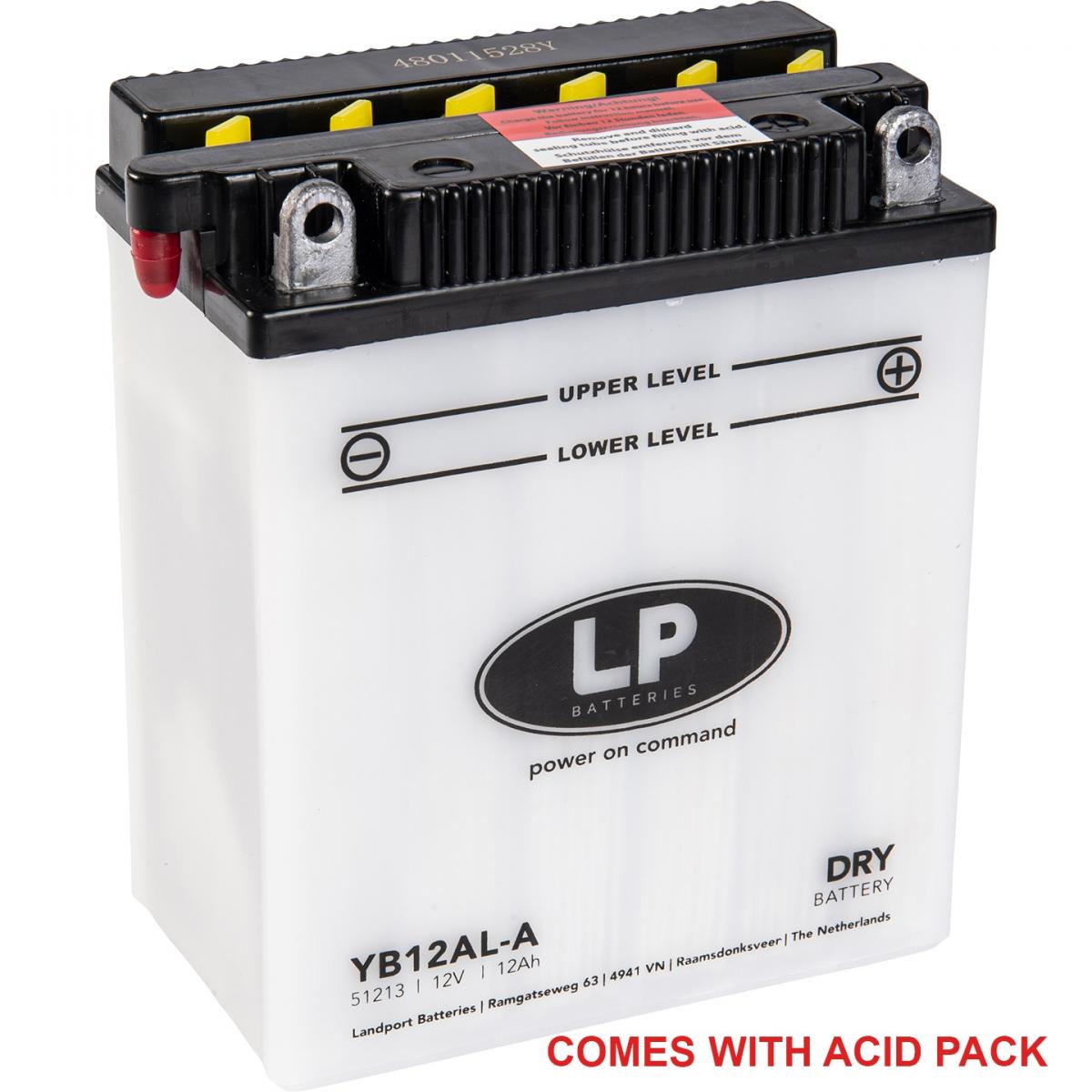 Landport Batteries Battery LB12AL-A 12V 12AH, Landport With Acid Pack, Road, Mc Ma YB12AL-A