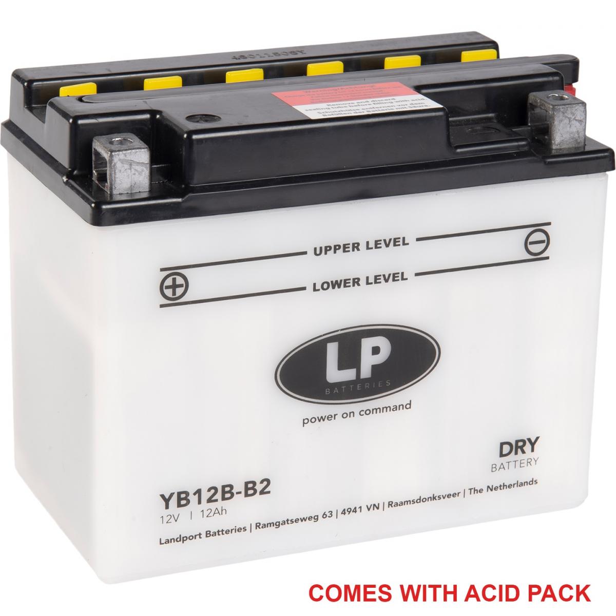 Landport Batteries Battery YB12B-B2 12V 13HH, Landport With Acid Pack, Road, Mc Ma YB12B-B2