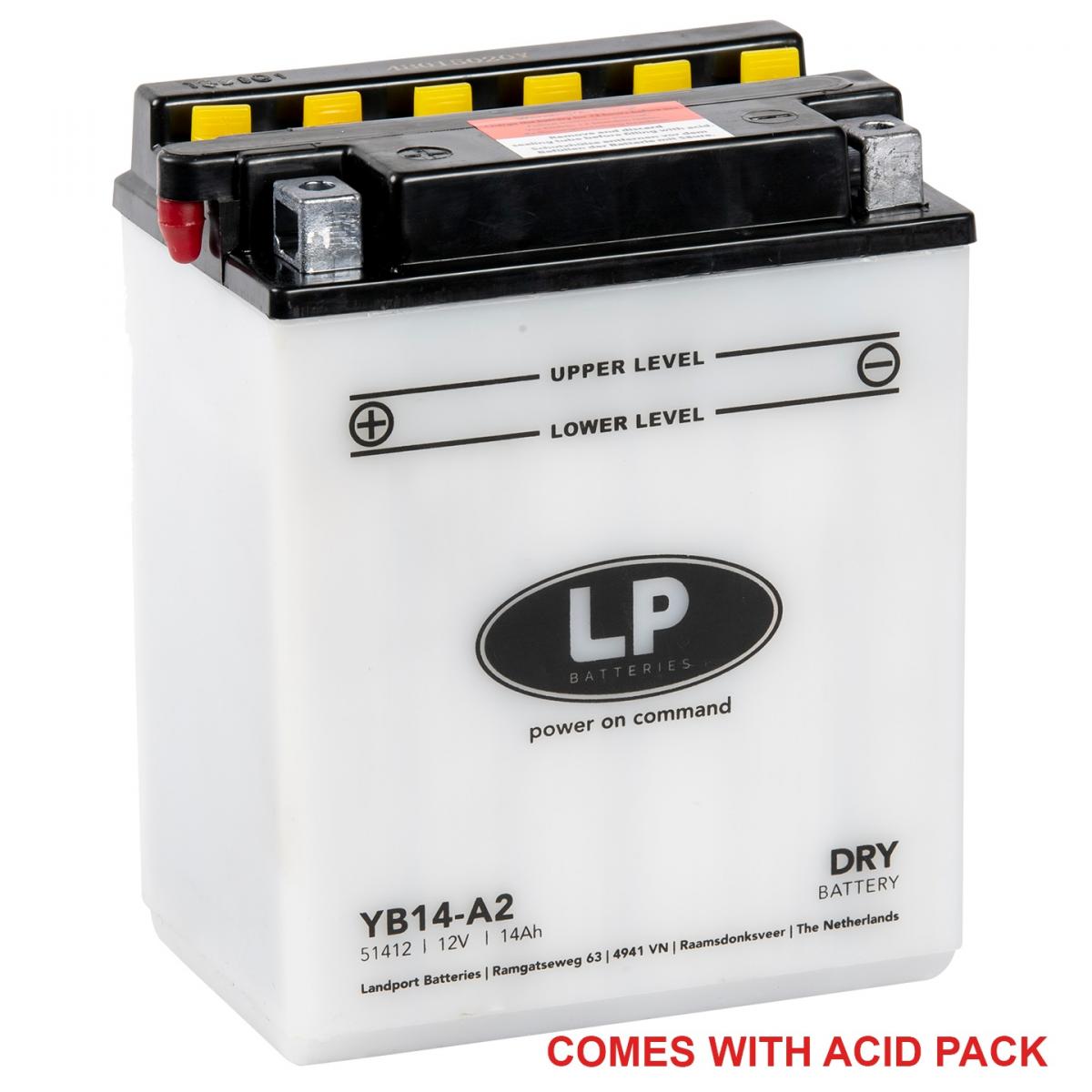 Landport Batteries Battery LB14-A2 12V 14AH., Landport With Acid Pack, Road, Mc Ma YB14-A2
